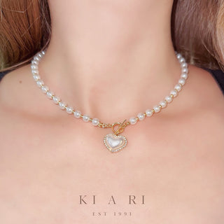 Eun-Sook Heart Shaped Pearl Choker Necklace 🤍