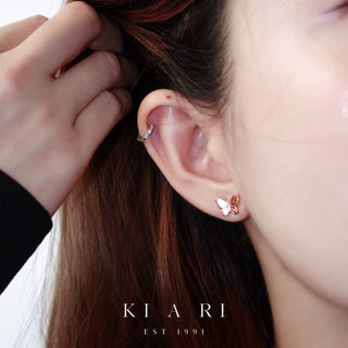 Ha-yoon Nabi Butterfly Stud Earrings (Rose Gold)