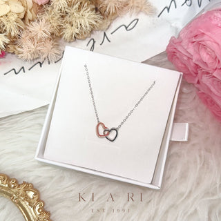 Po Ong Embrace Entwined Hearts Necklace (Silver, Rose Gold) 💕
