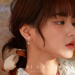 Hye-Su Flower Butterfly Dangling Earrings 🌸