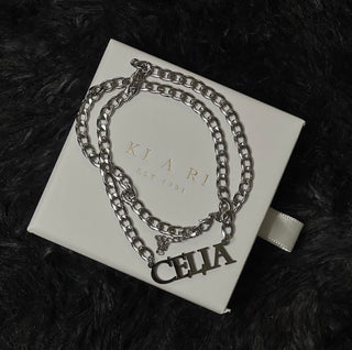 Celia Personalised Chunky Chain Necklace (Silver)