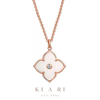 Ji-Min Four Leaf Clover Necklace (Rose Gold, White) 🤍
