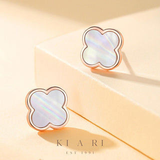 Soon-Bok Mother of Pearl Four Leaf Clover Stud Earrings 🍀