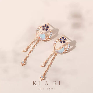 Luna Moonstone Flower Earrings (Rose Gold) 🌙