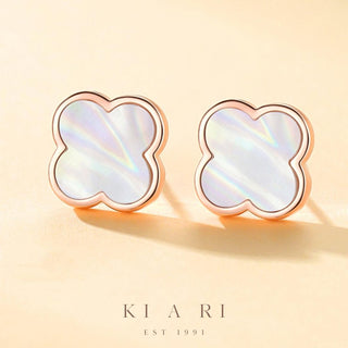 Soon-Bok Mother of Pearl Four Leaf Clover Stud Earrings 🍀