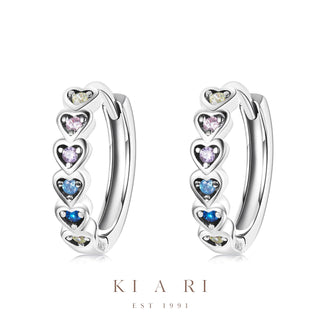 Hei-Ryung Heart Huggies Earrings (Rainbow) 🌈
