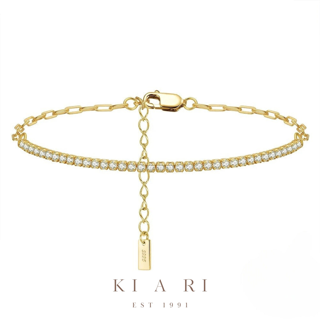 Eunchae 14K Gold Plated Diamond & Chain Bracelet
