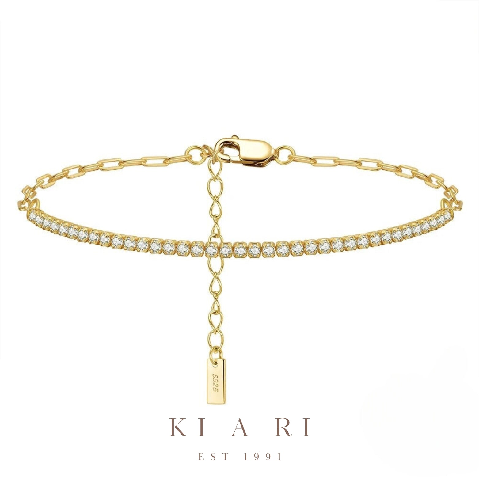 Eunchae 14K Gold Plated Diamond & Chain Bracelet
