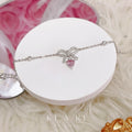 Dan-Bi Ribbon Dangling Heart Bracelet (Silver) 💗