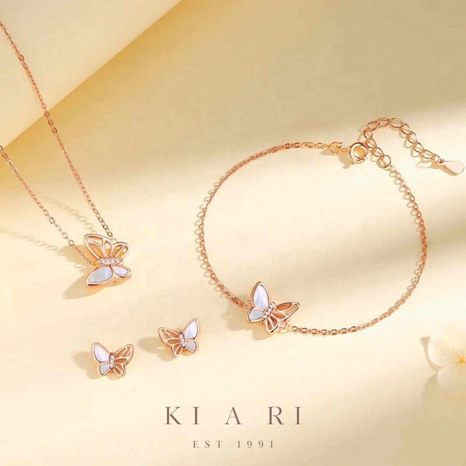 Ha-yoon Nabi Butterfly Stud Earrings (Rose Gold)
