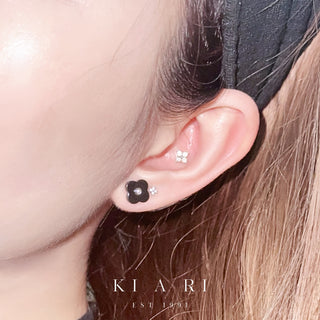 Jiye Flower Stud Earring (Black)