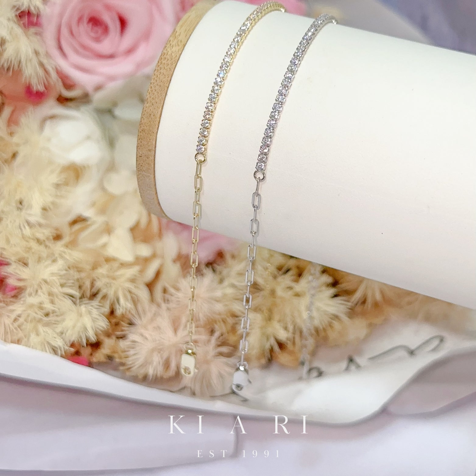 Eunchae 14K Gold Plated Diamond & Chain Bracelet