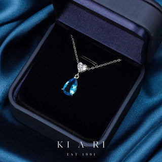 Chin-Hwa Heart Diamond Aquamarine Teardrop Necklace 💎
