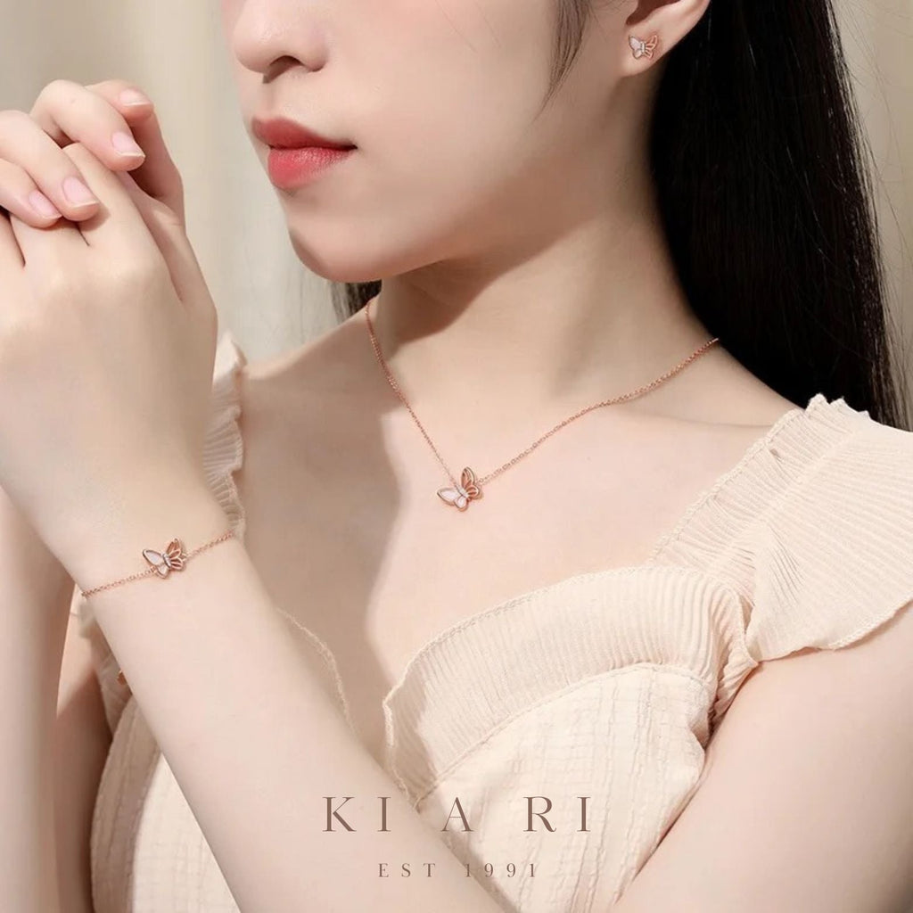 Ha-yoon Nabi Butterfly Stud Earrings (Rose Gold)