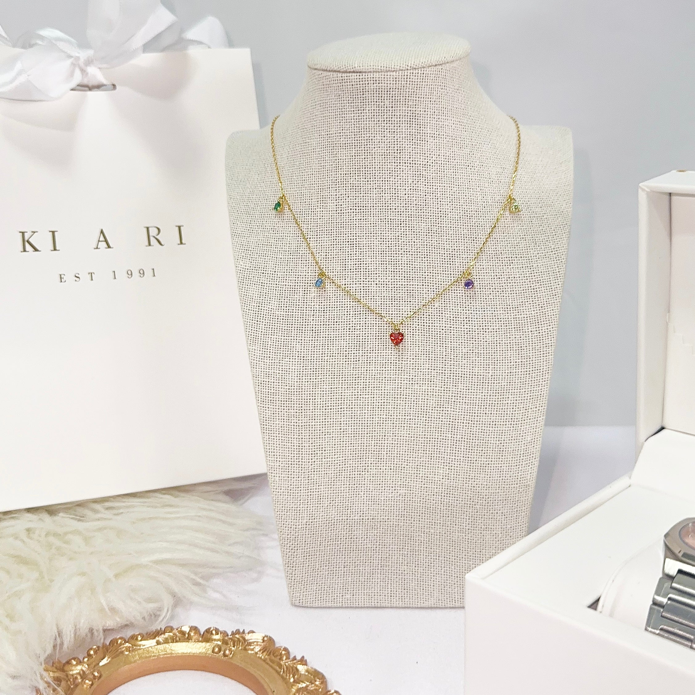 Nam Kyu Rainbow Droplets Heart Necklace ❤️