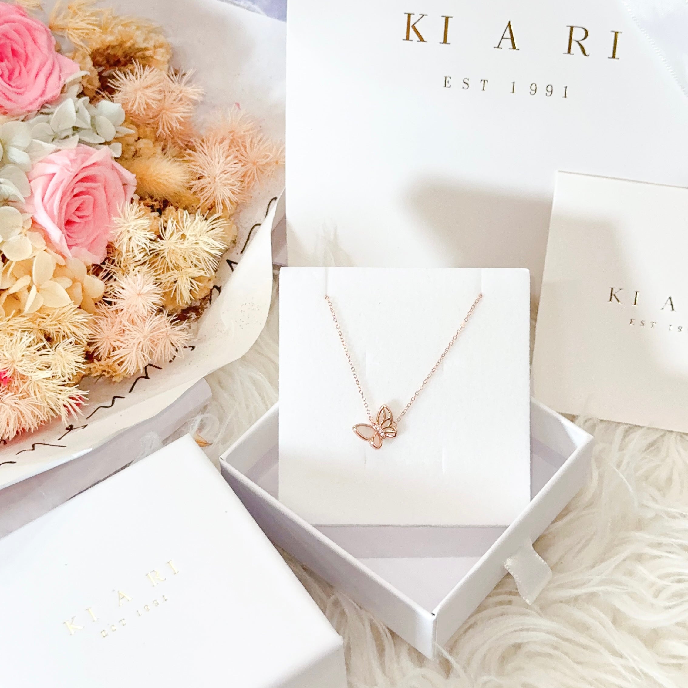 Ha-yoon Nabi Butterfly Necklace (Rose Gold)