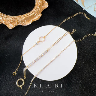 Eunchae 14K Gold Plated Diamond & Chain Bracelet