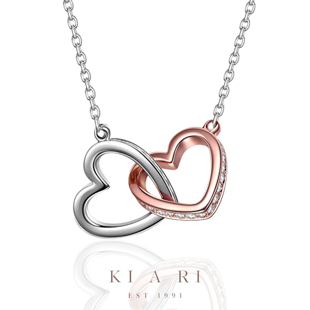Po Ong Embrace Entwined Hearts Necklace (Silver, Rose Gold) 💕