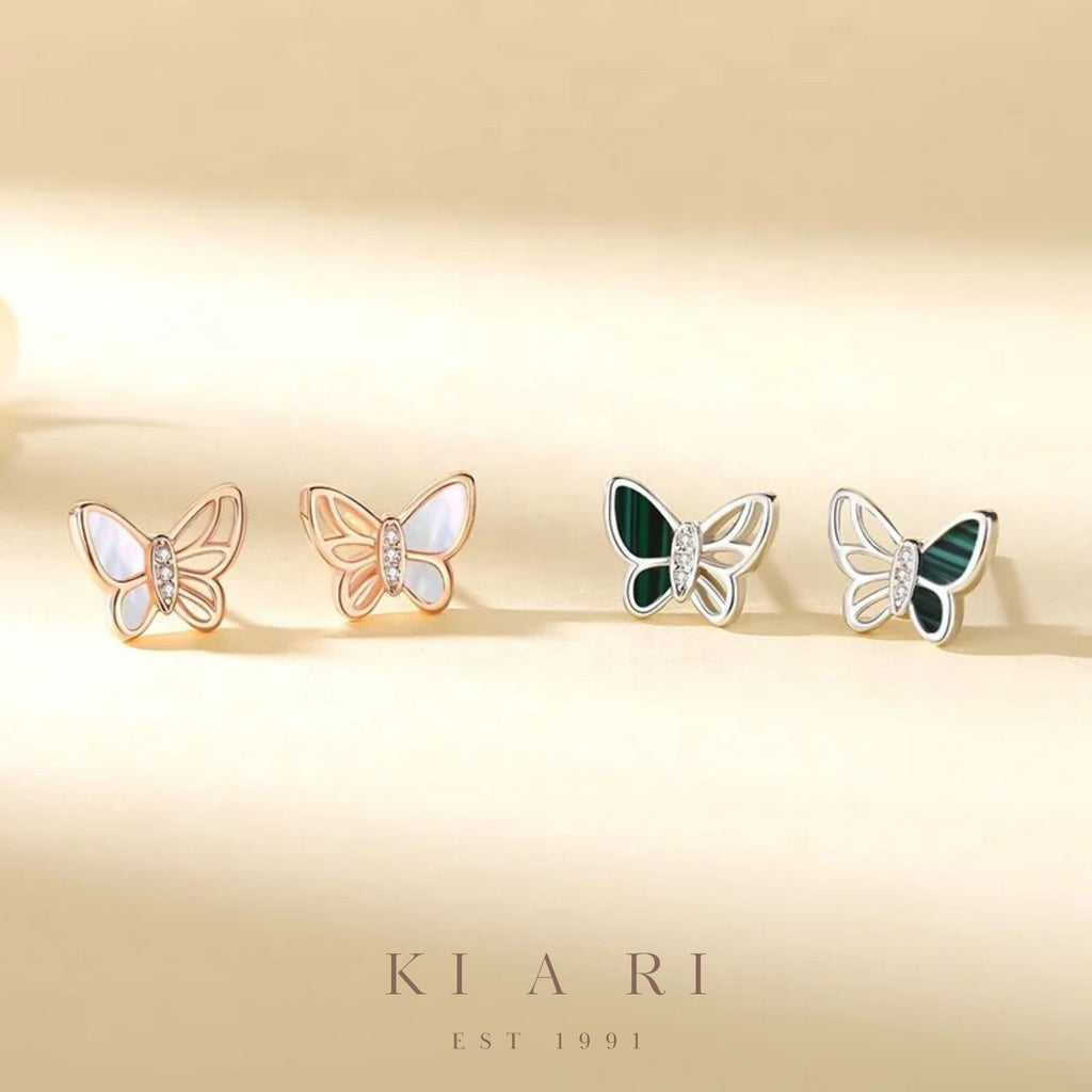 Ha-yoon Nabi Butterfly Stud Earrings (Rose Gold)