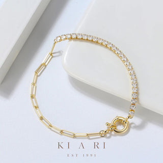 Kwan 14K Gold Plated Diamond Chain Bracelet