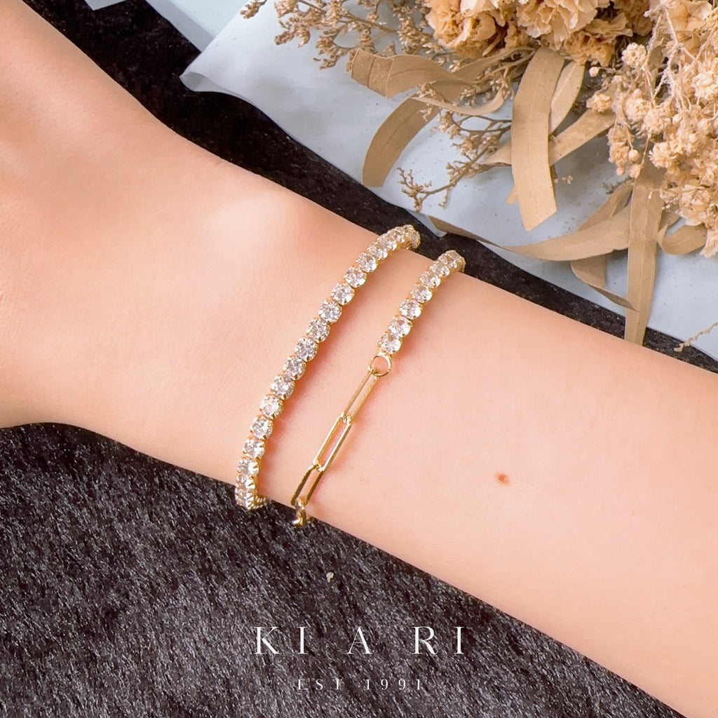 Kwan 14K Gold Plated Diamond Chain Bracelet
