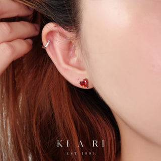 Ari Garnet Heart Stud Earrings ❤️