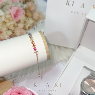 Bo-gyeong Multi-Gemstone Rainbow Bracelet (Rose Gold) 🌈