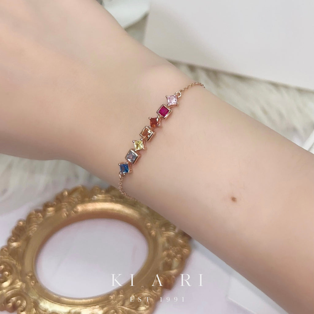 Bo-gyeong Multi-Gemstone Rainbow Bracelet (Rose Gold) 🌈
