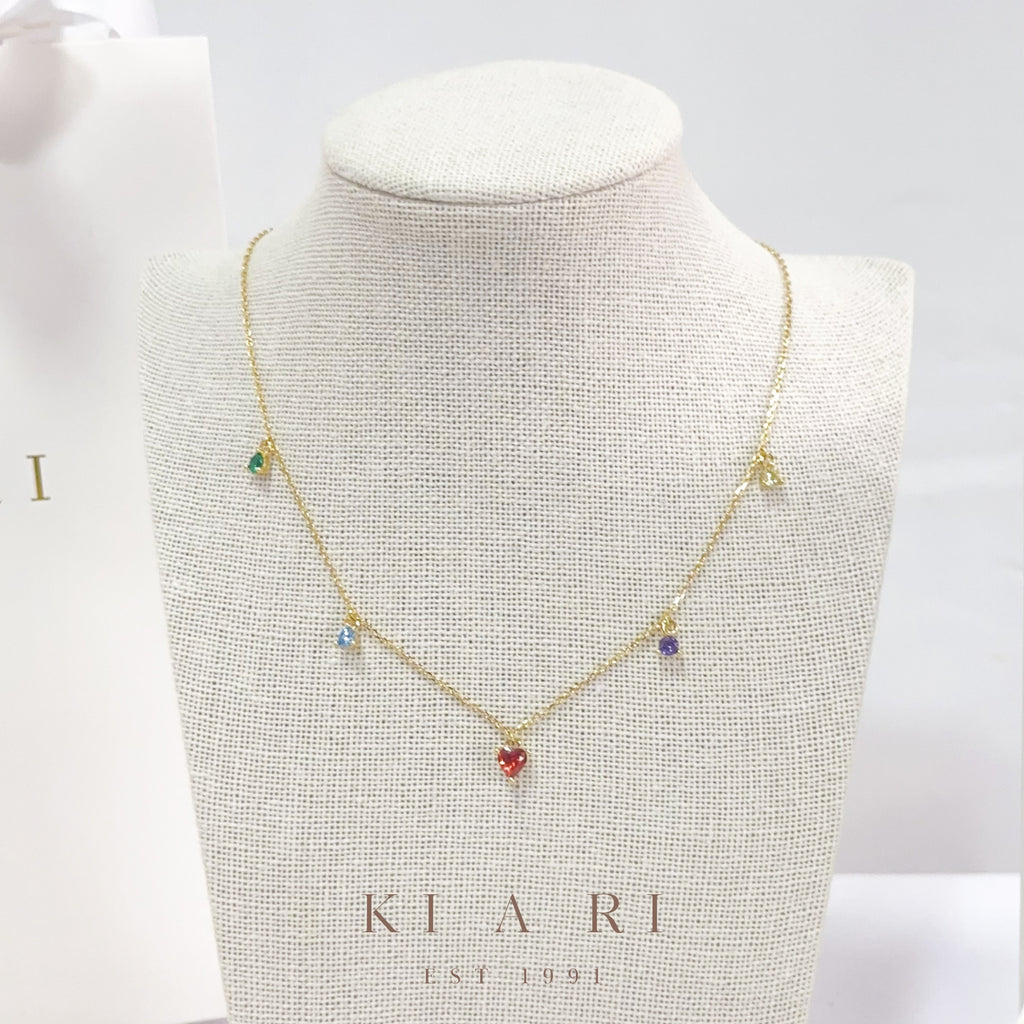 Nam Kyu Rainbow Droplets Heart Necklace ❤️
