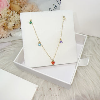 Nam Kyu Rainbow Droplets Heart Necklace ❤️
