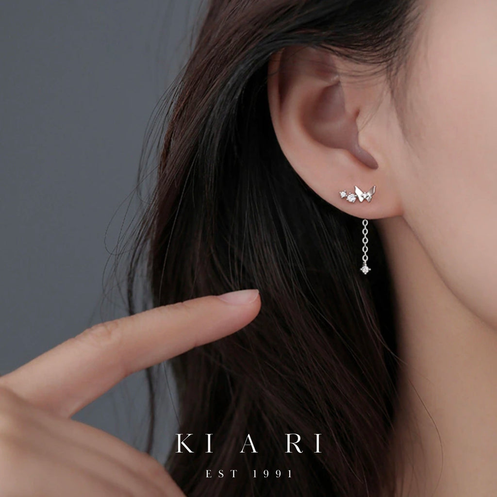 Oh Yeon Dainty Two-Way Butterfly Dangling Earrings 🦋