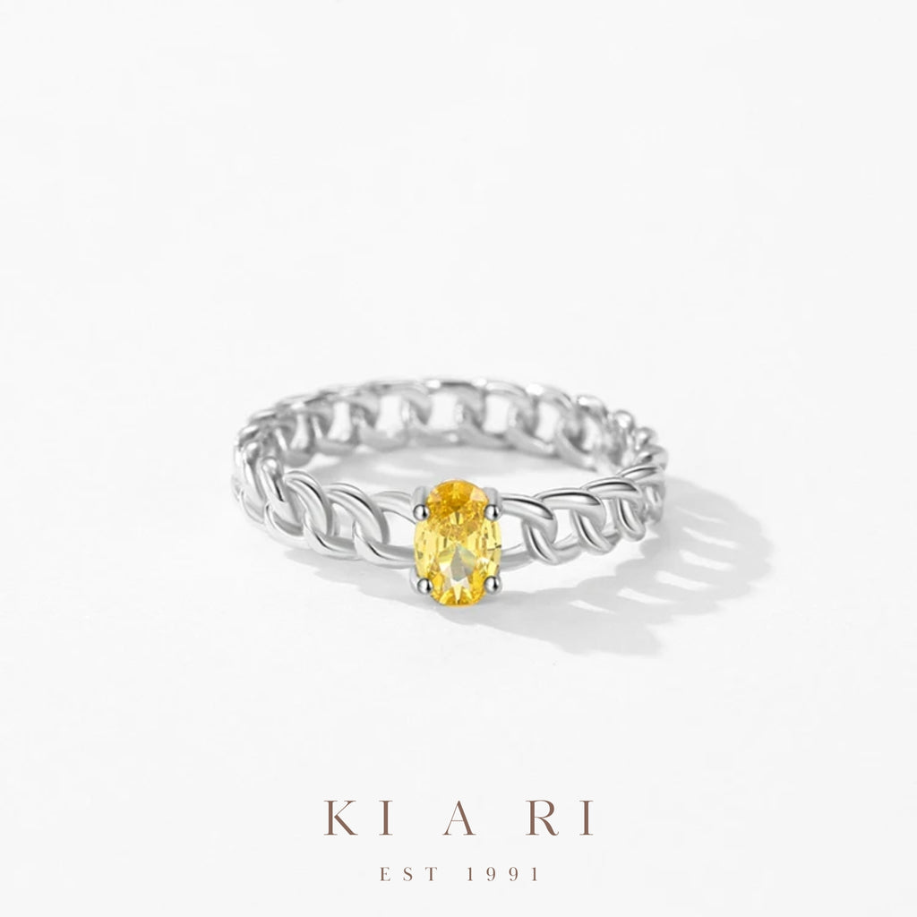 Mae Woong Oval Citrine Chain Ring 💛