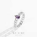 Gong Yong Amethyst Teardrop Chain Ring 💜