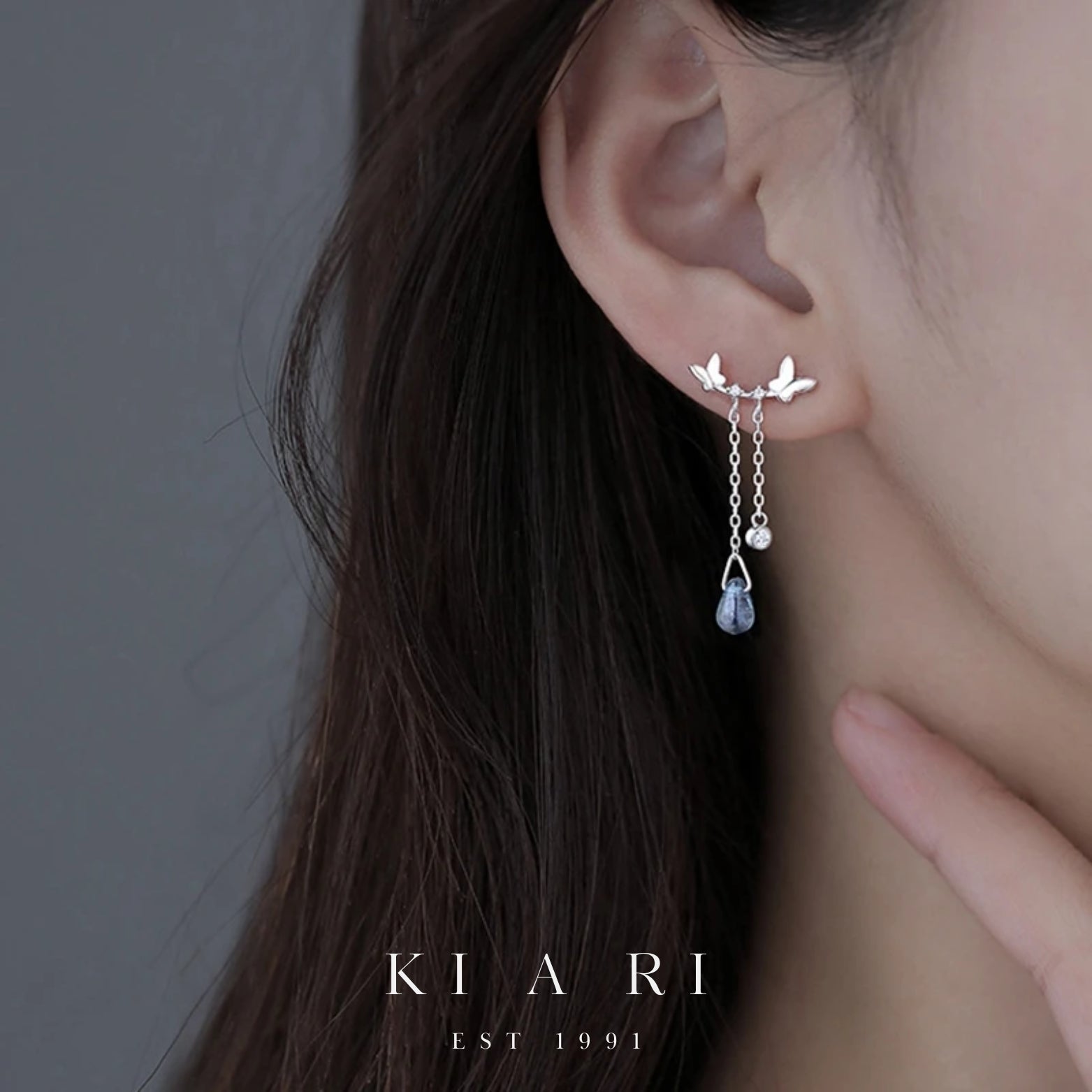 Ryeom Narae Double Buttlerly Dangling Earrings