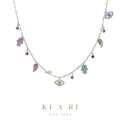 Sarah Hamsa Evil Eye Hoop Necklace (Silver)