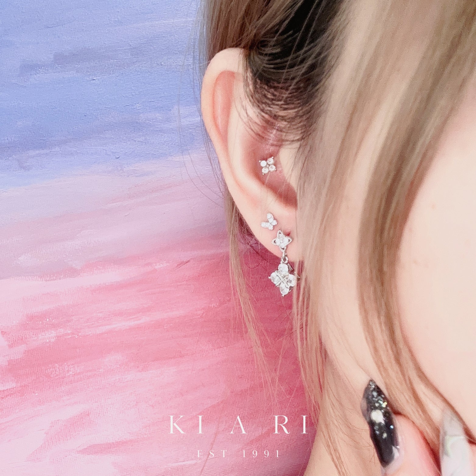 Eun-Kyung Four Leaf Clover Dangling Earring (Silver)