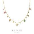 Sarah Hamsa Evil Eye Hoop Necklace (Gold)