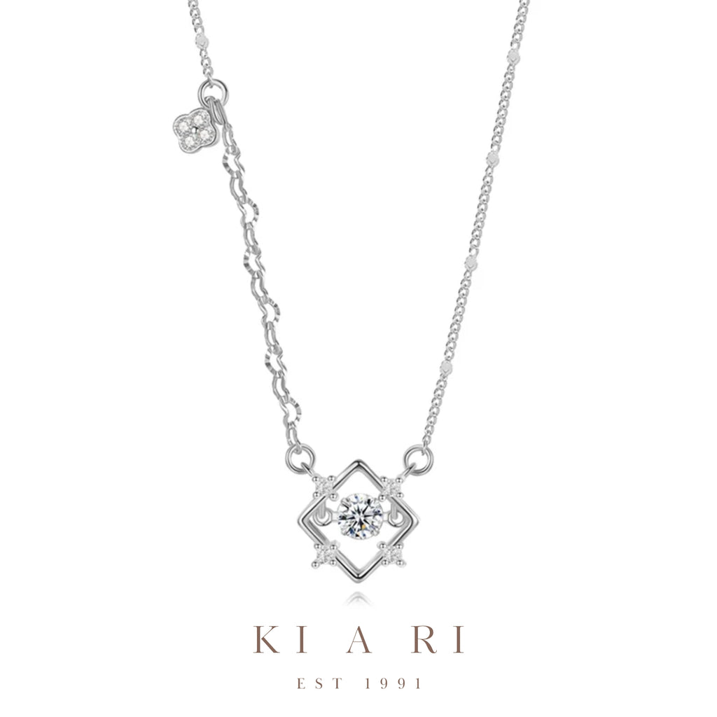 Soji Princess Dancing Necklace with Mini Four Leaf Clover (Silver) 👑