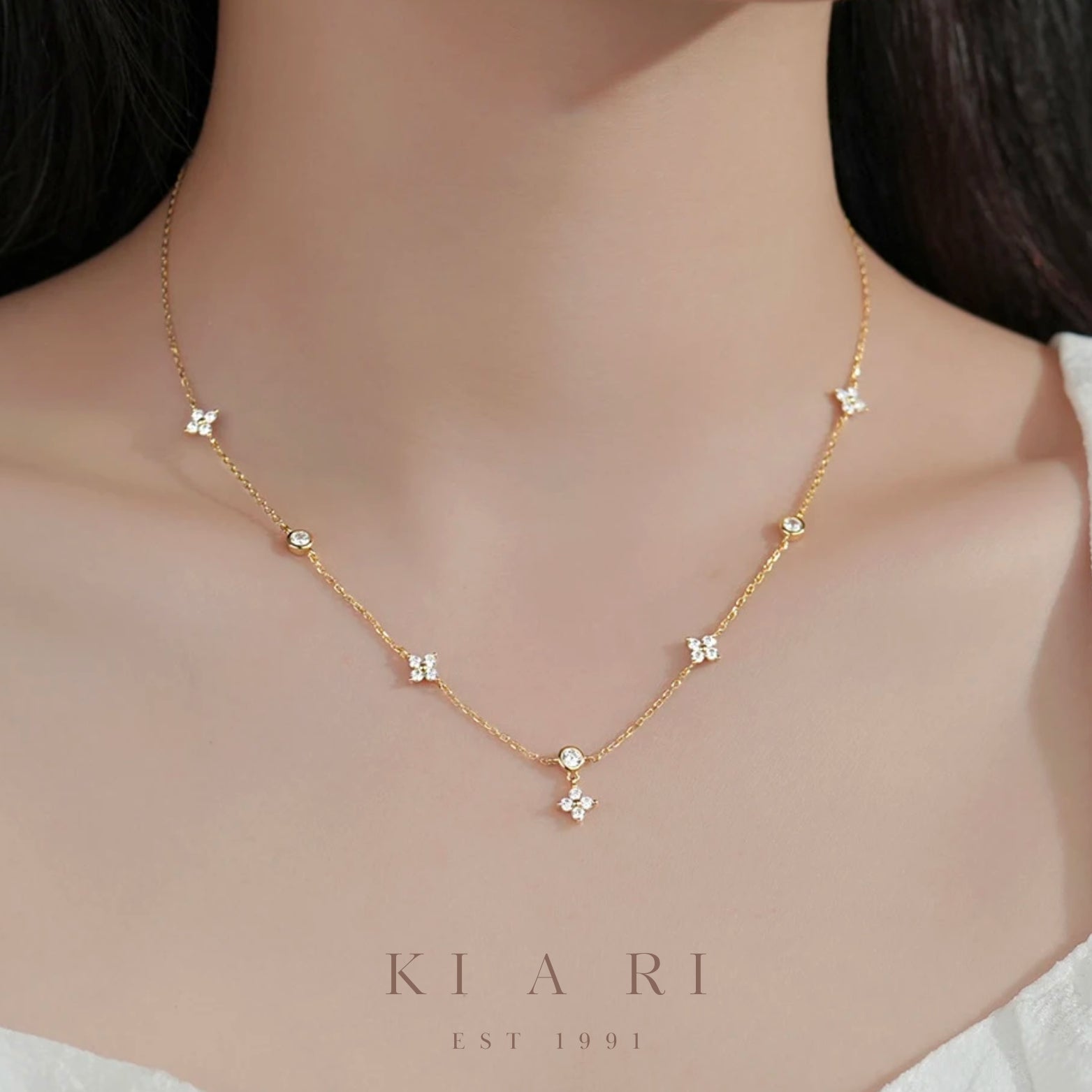 Yun Hee Mini Four Leaf Clover Necklace (Gold) 🍀