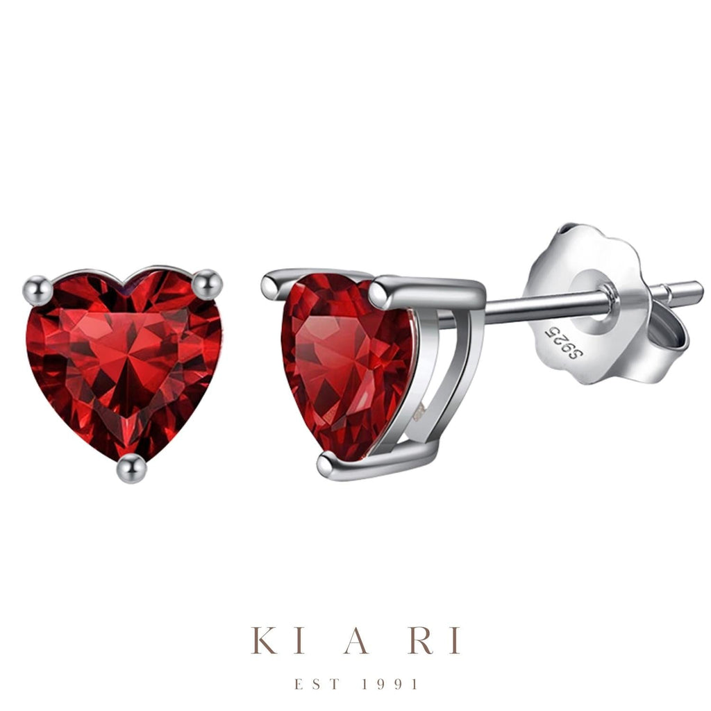 Ari Garnet Heart Stud Earrings ❤️