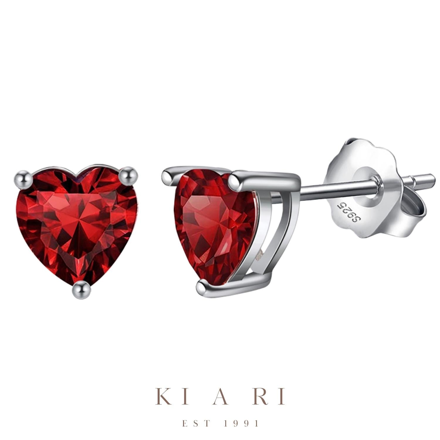 Ari Garnet Heart Stud Earrings ❤️