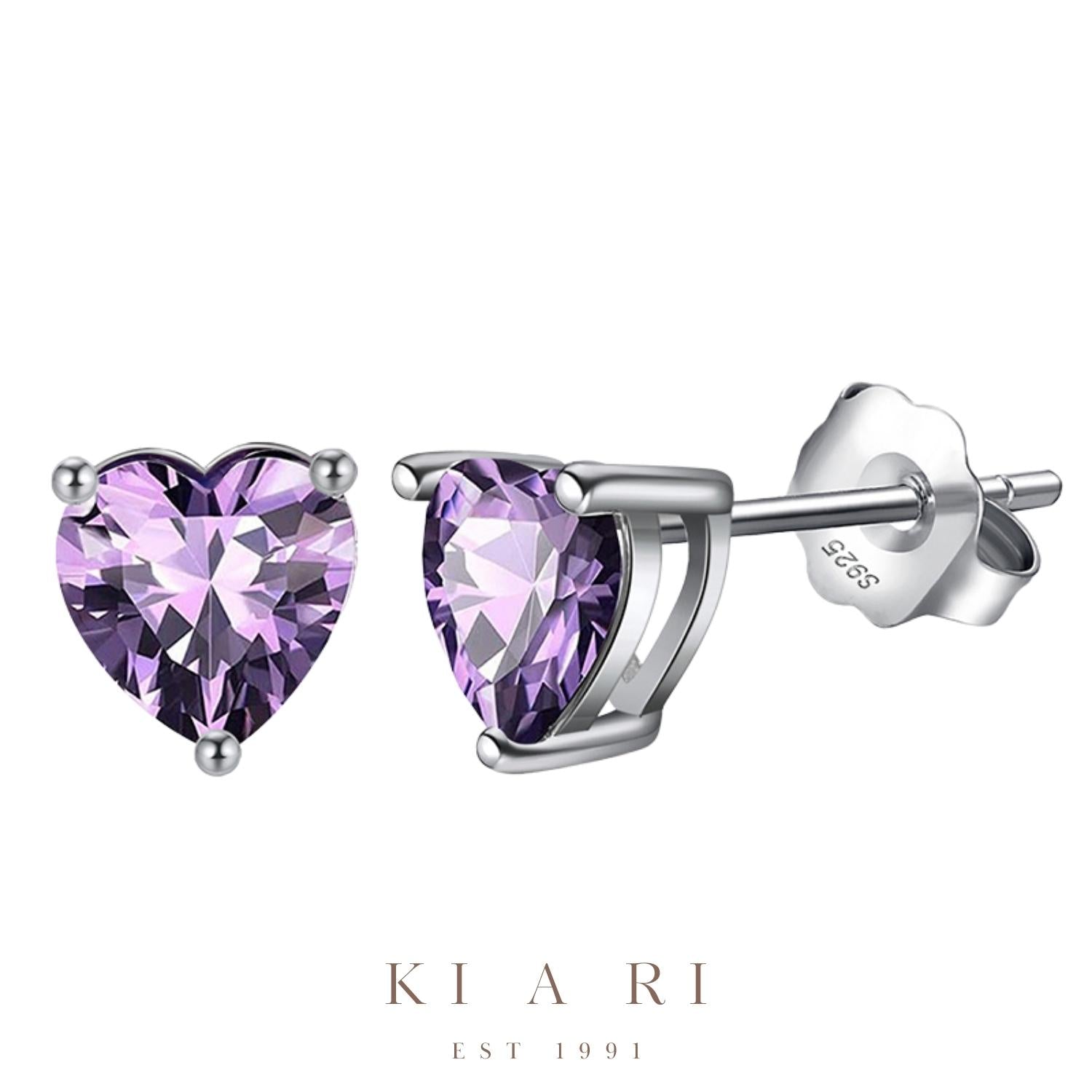 Ari Amethyst Heart Stud Earrings 💜