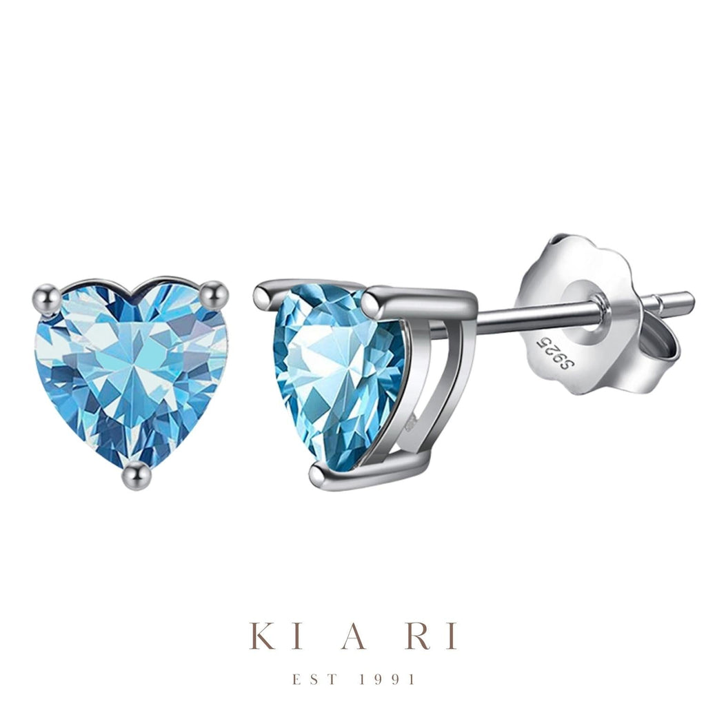 Ari Aquamarine Heart Stud Earrings 💙