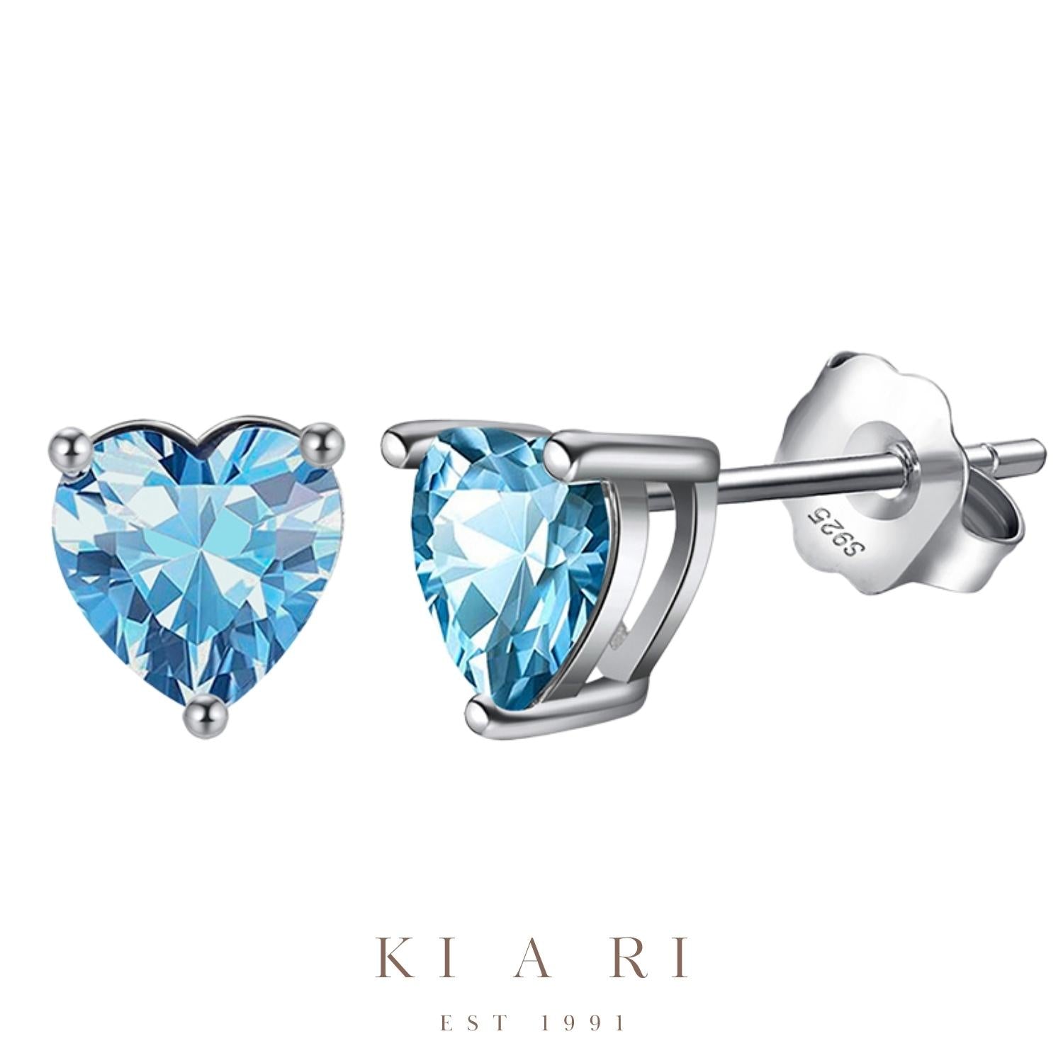 Ari Aquamarine Heart Stud Earrings 💙