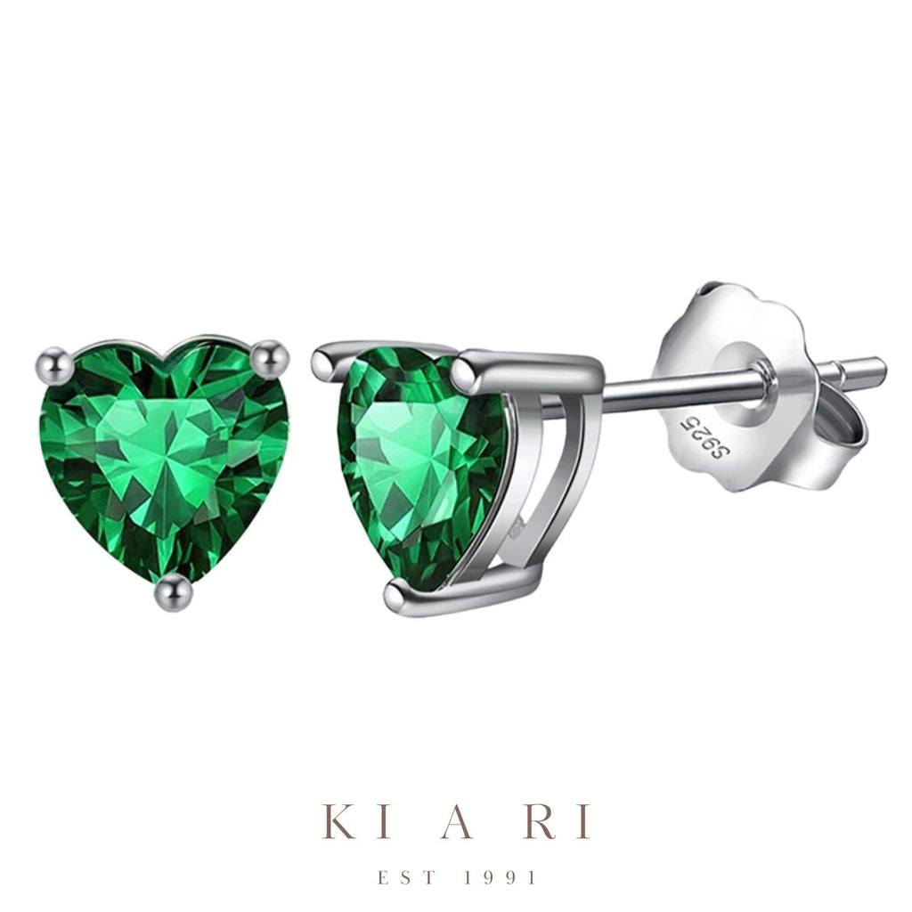 Ari Emerald Heart Stud Earrings 💚