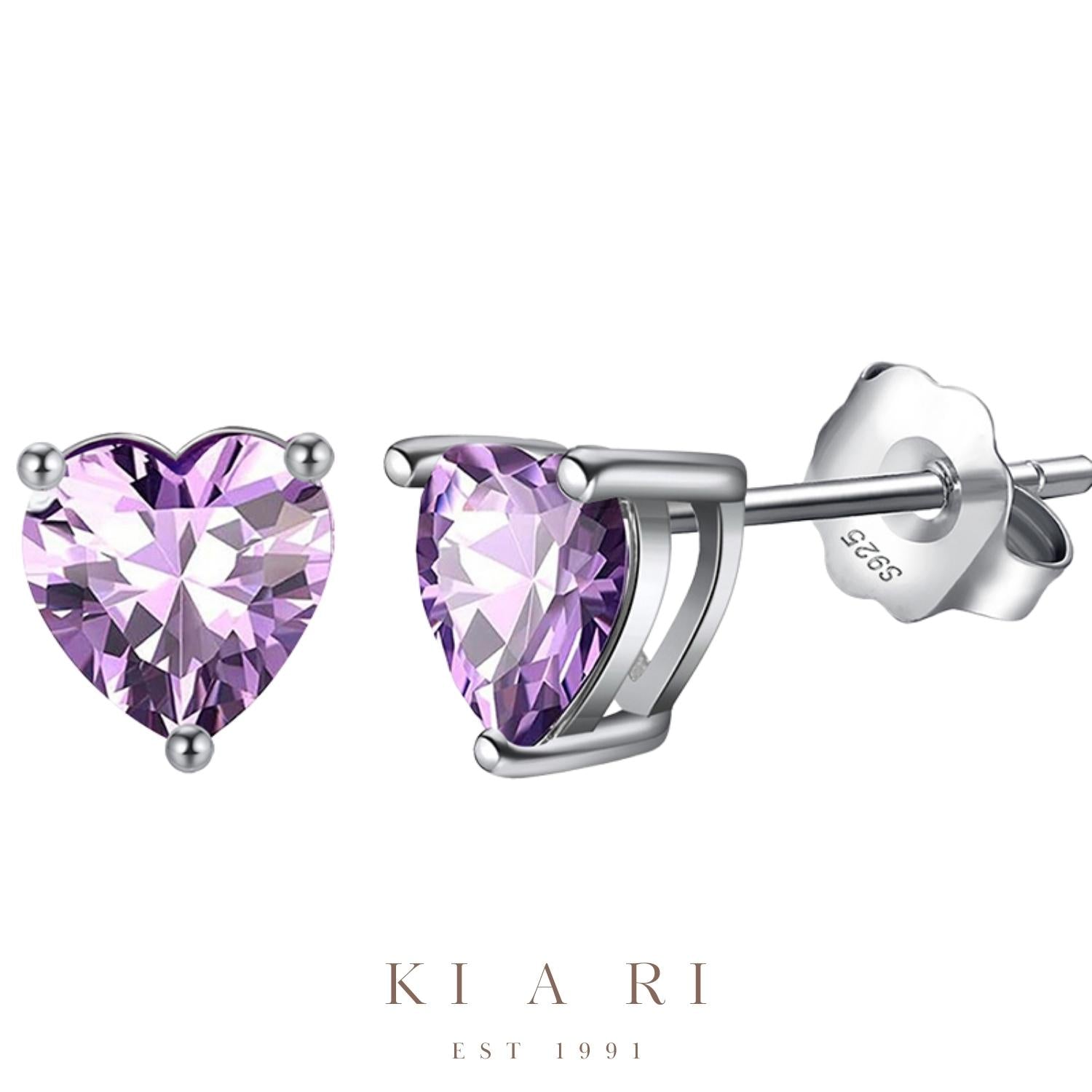Ari Alexandrite Heart Stud Earrings 💜