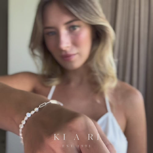 Allie Half Chain Freshwater Pearl Bracelet (Silver)