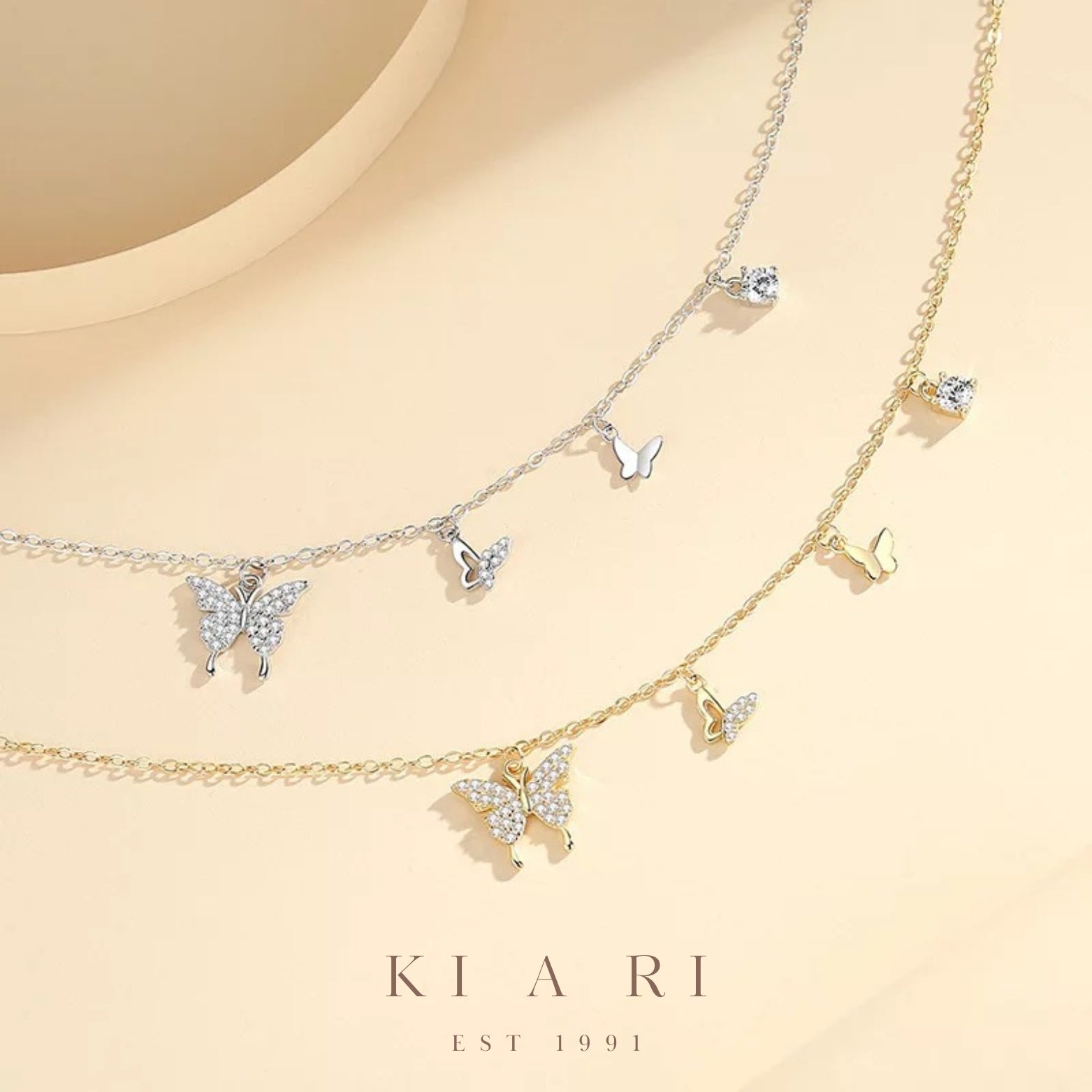 Athalia Butterfly Diamonte Necklace (Silver) 🦋