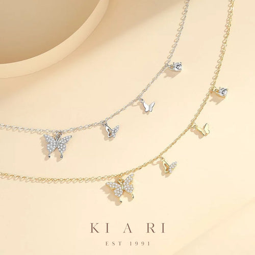 Athalia Butterfly Diamonte Necklace (Silver) 🦋
