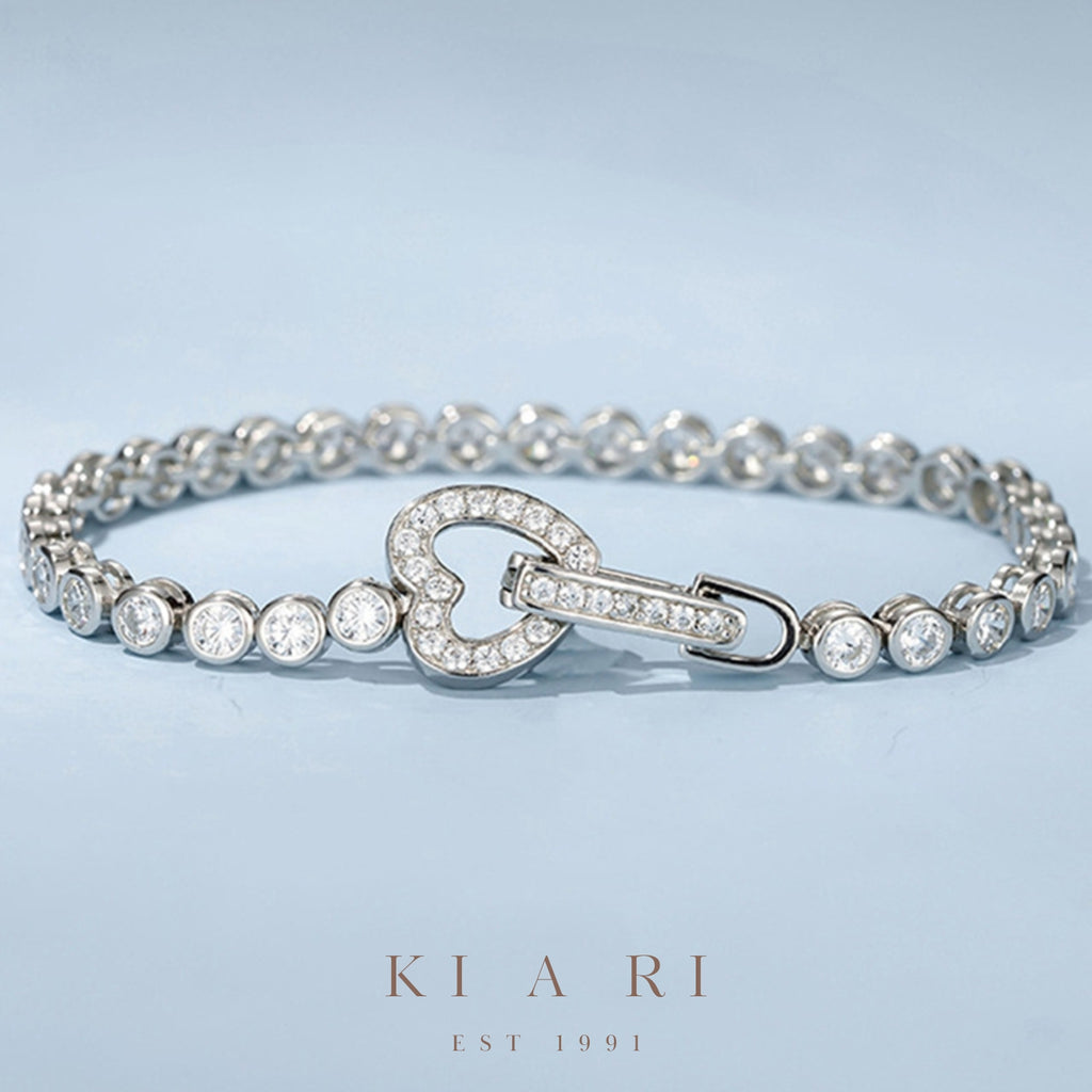Jung Hwan Heart Lock Moissanite Tennis Bracelet 🤍